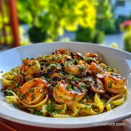 Shrimp Mushroom Pasta White Wine Sauce