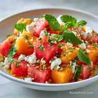Watermelon and Cantaloupe Salad with Feta