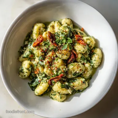 Creamy Gnocchi Spinach Feta Recipe in 15 Minutes Recipe Card