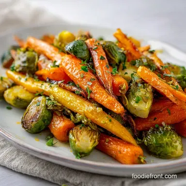 Crispy Maple Glazed Carrots and Brussel for 4 Servings