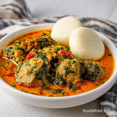 Egusi and Fufu Recipe for 5 Servings Recipe Card