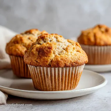 Fluffy Banana Muffins One Bowl Recipe: Baked in 20 Min Recipe Card