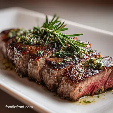 Beef Flat Iron Recipe with Garlic in 18 Minutes Recipe Card