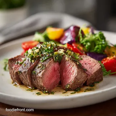 Beef Sirloin Dish with Garlic Herbs in 25 Min Recipe Card