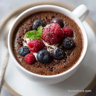 Healthy Chocolate Mug Cake with Cocoa and Yogurt in 4 Minutes Recipe Card