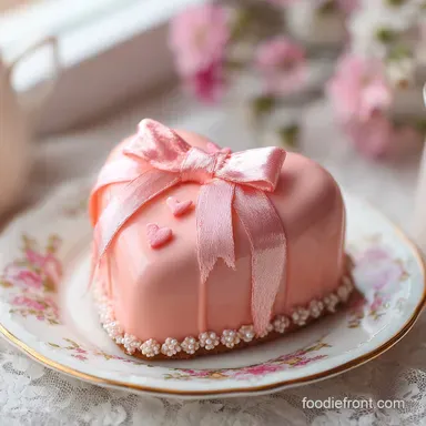 Heart Pink cake with pink bow: Party-Ready Baked Recipe Card