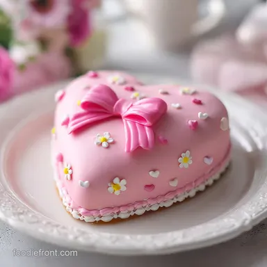 Heart Pink cake with pink bow: Party-Ready Baked
