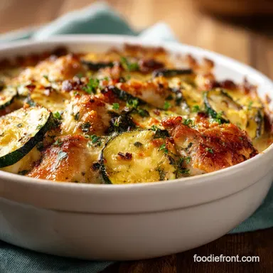 One Pan Chicken Zucchini Bake for 4 Servings Recipe Card