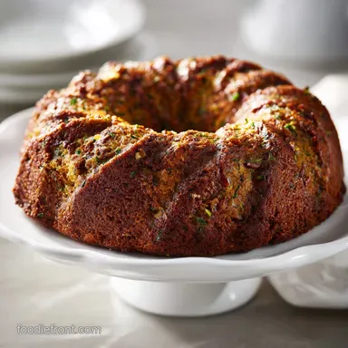 Rich Pecan Zucchini Bread Bundt Cake for 12 Servings Recipe Card