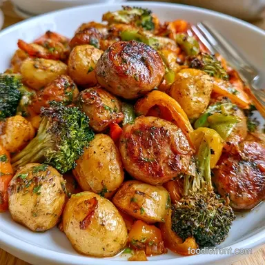 Sausage Sheet Pan Dinner with Potatoes Recipe Card