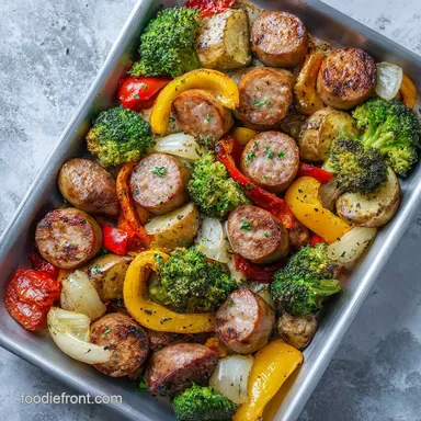 Sheet Pan Sausage Veggies: Roasted Caramelized Vegetables Recipe Card
