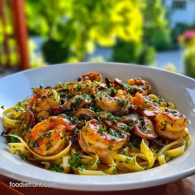 Shrimp Mushroom Pasta White Wine Sauce
