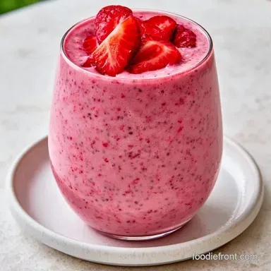 Strawberry Banana Chia Seed Smoothie for 2 Recipe Card