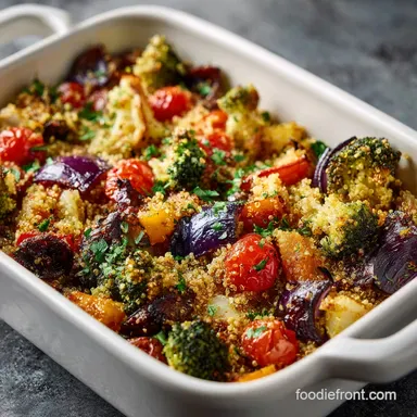 Vegan Casserole Dish Recipe with Quinoa and Vegetables: Freezer-Friendly Recipe Card