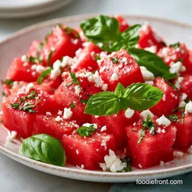 Watermelon Basil Summer Salad in 10 Min Recipe Card