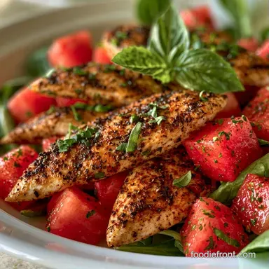 Watermelon Chicken Summer Salad for 4 Recipe Card