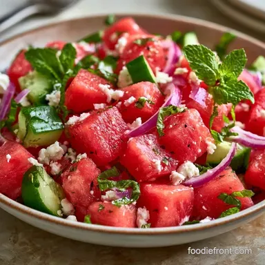 Watermelon Feta Bowl in 15 Minutes Recipe Card