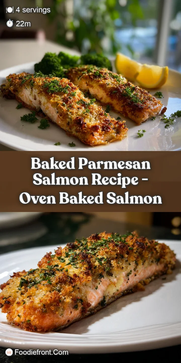 Close-up: Irresistible baked salmon with melted parmesan crust, speckled with herbs. Juicy, flaky, and incredibly appetizi...