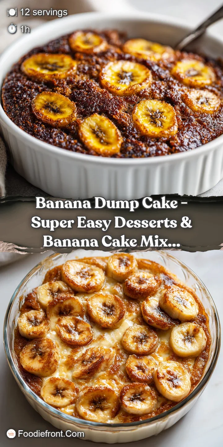 Close-up of a scoop of banana dump cake showing soft cake, gooey filling, and nuts