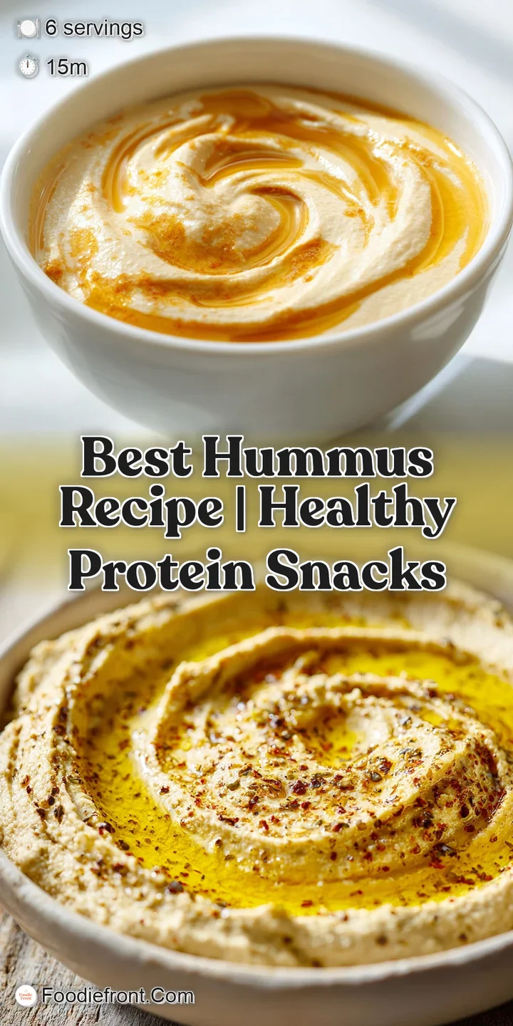 Close-up of velvety smooth beige puree with shimmering golden oil and a dusting of red spice in a rustic bowl.