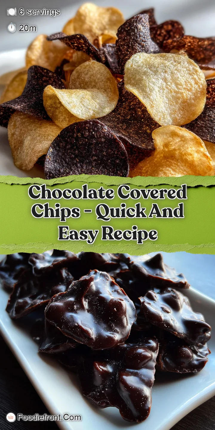 Close-up reveals rich, melted chocolate coating a ridged potato chip; glistening sea salt crystals add sparkle and crave-w...