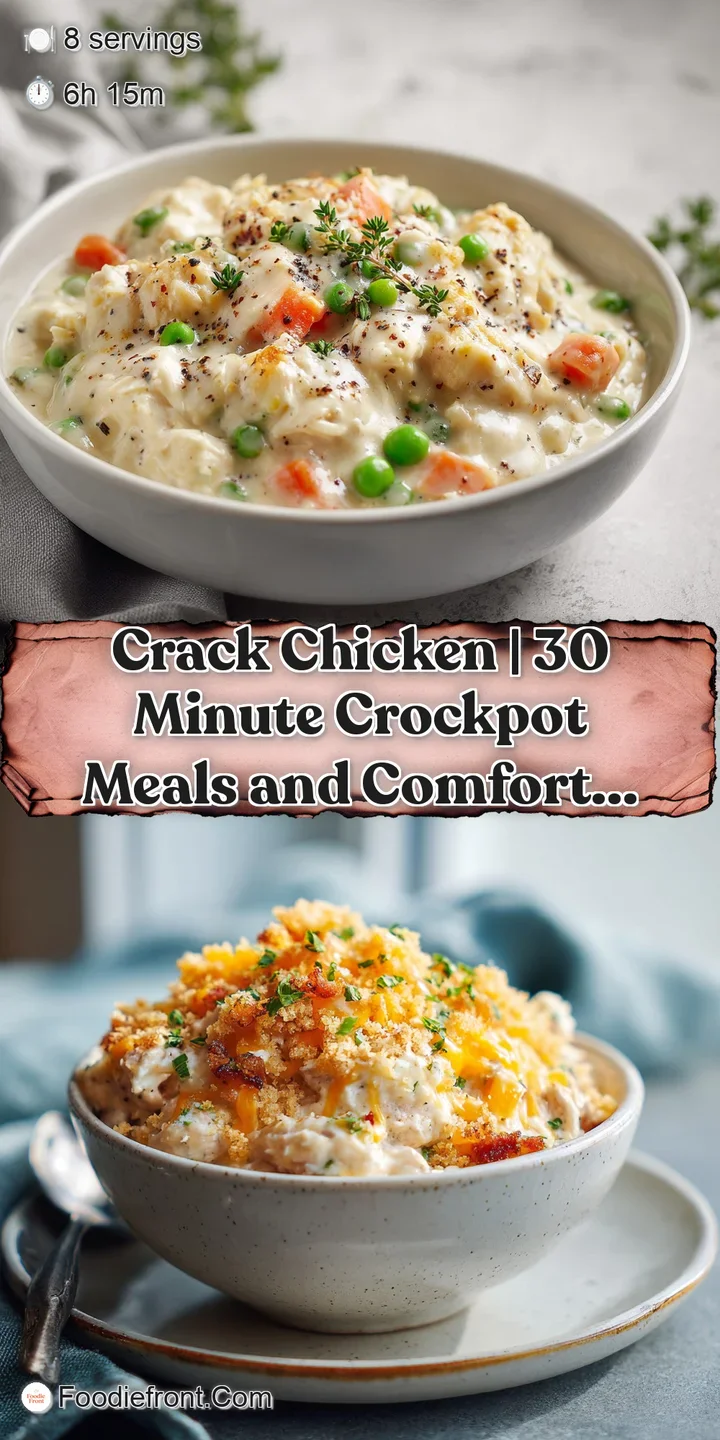 Close-up of tender shredded chicken in a rich, golden sauce, glistening with melted cheese and bacon bits.