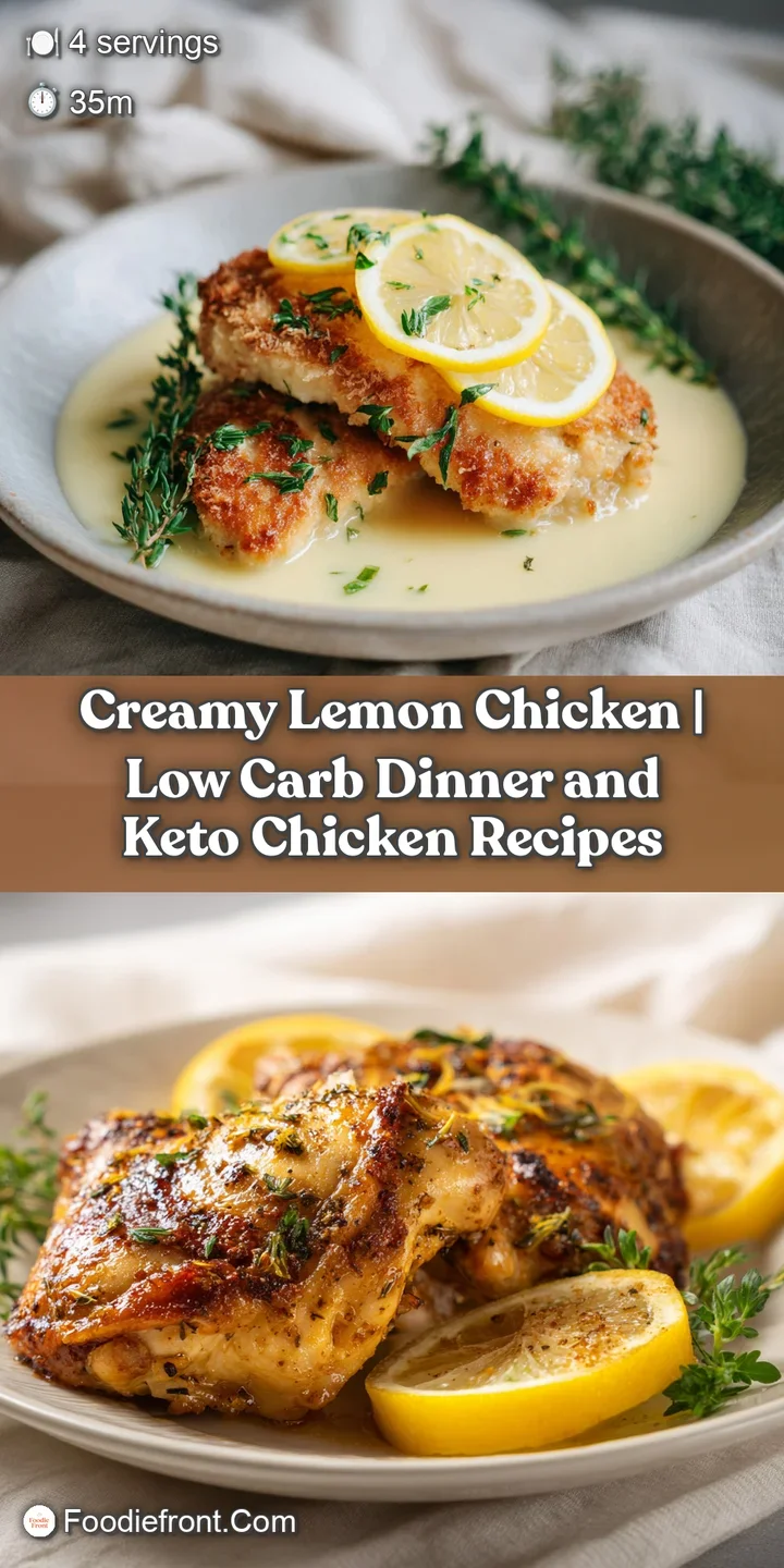 Close-up of succulent chicken bathed in a velvety, bright lemon-infused sauce, invitingly smooth.