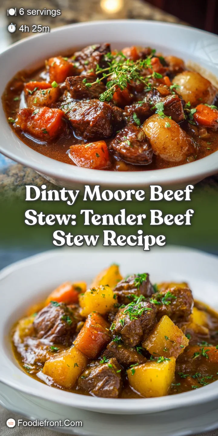 Close-up shot of glistening beef stew, highlighting the soft vegetables and tender beef in a thick, flavorful sauce.