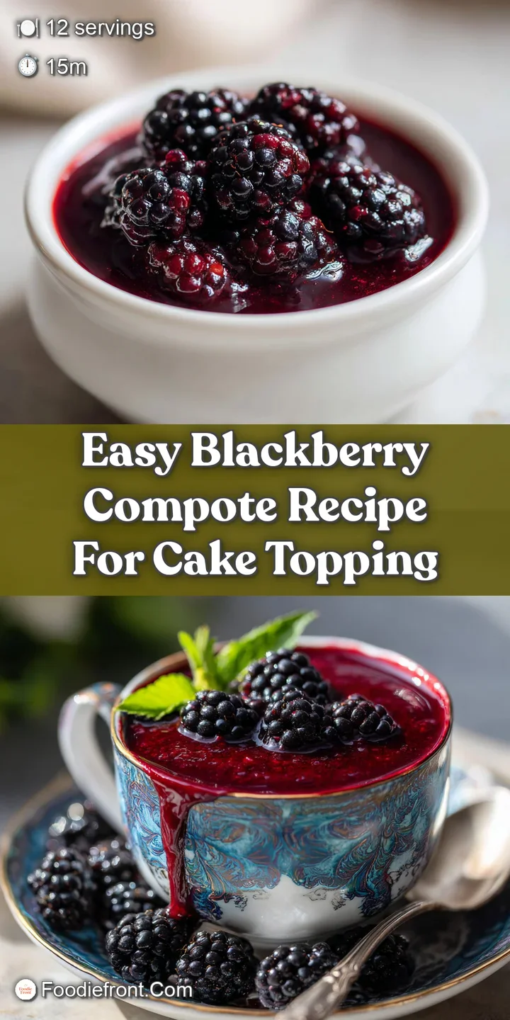 Close-up of plump, glistening blackberries simmering in a thick, ruby-red sauce. Steam rises, hinting at the warm, sweet a...