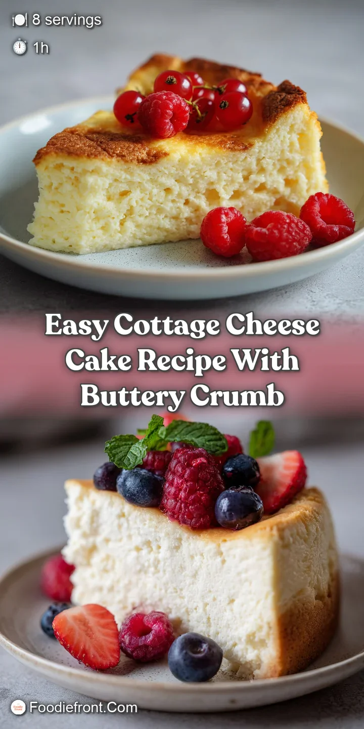 Up-close texture of moist, dense cottage cheese cake. Hints of browning add character. Powdered sugar accents.