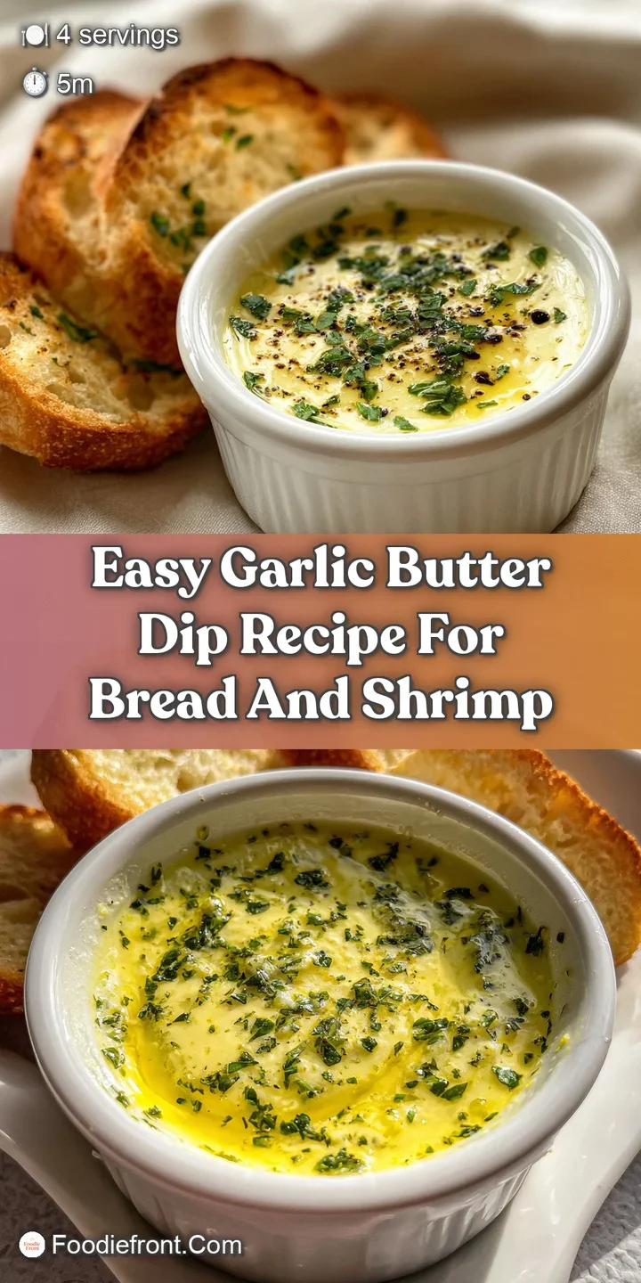 Close-up of warm, glossy garlic butter with bright lemon zest and fresh herbs. Inviting texture, ready to dip!