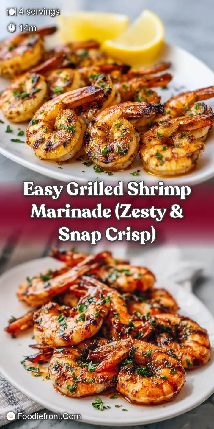 Close-up of juicy, grilled shrimp with enticing char marks, glistening with marinade, promising a burst of savory, smoky, ...