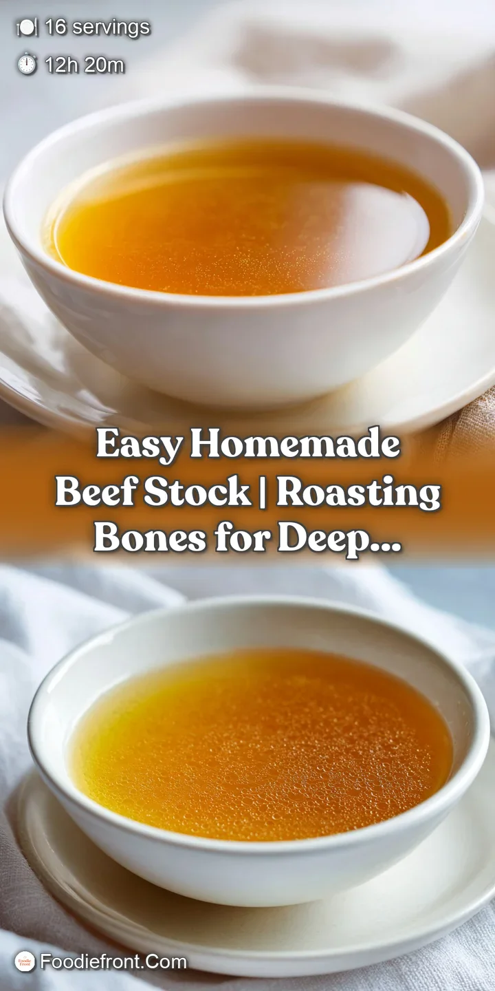 Close-up shot of glistening, intensely brown beef stock with flecks of herbs and tiny fat droplets clinging to the surface.