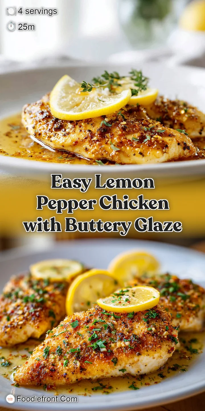 Close-up: a succulent piece of lemon pepper chicken, speckled with herbs and pepper, glistening under warm light.