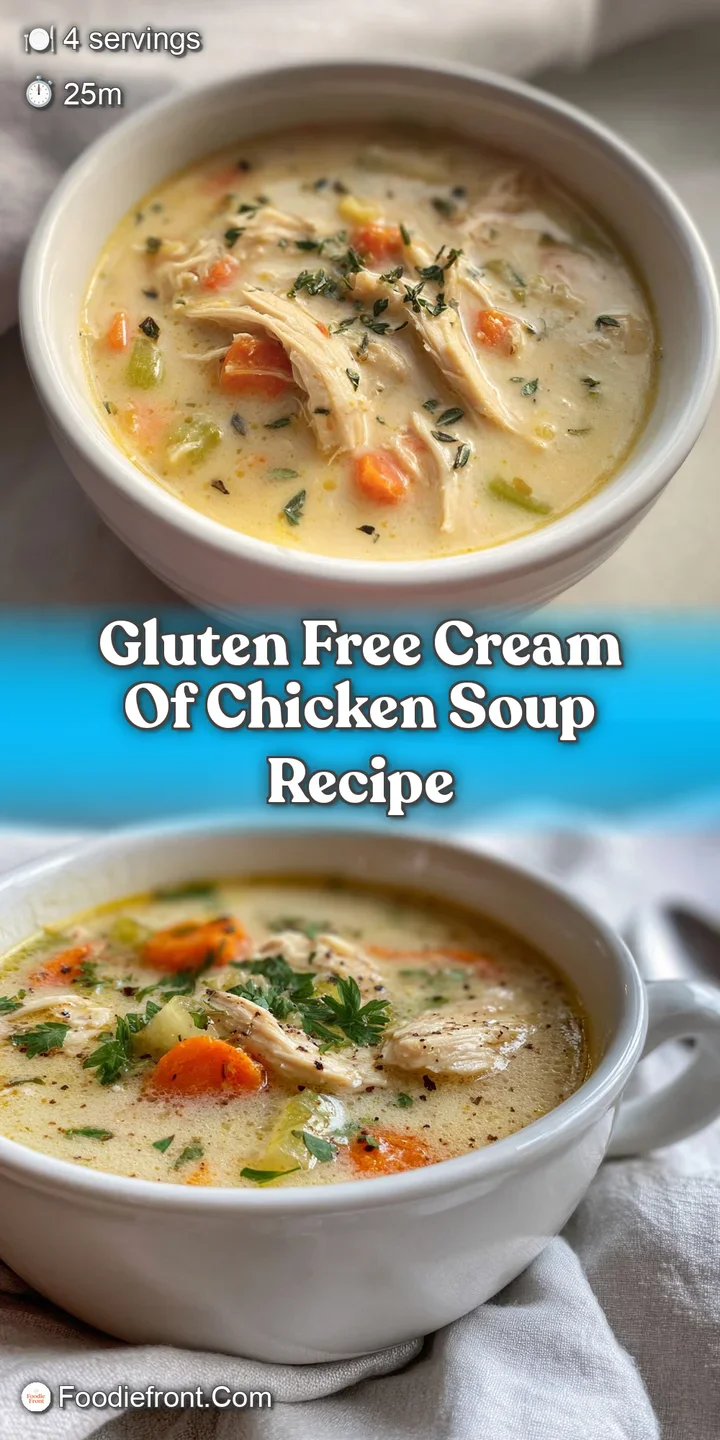 Close-up of thick, velvety cream of chicken soup with visible shreds of chicken and flecks of fresh parsley; steamy & comf...