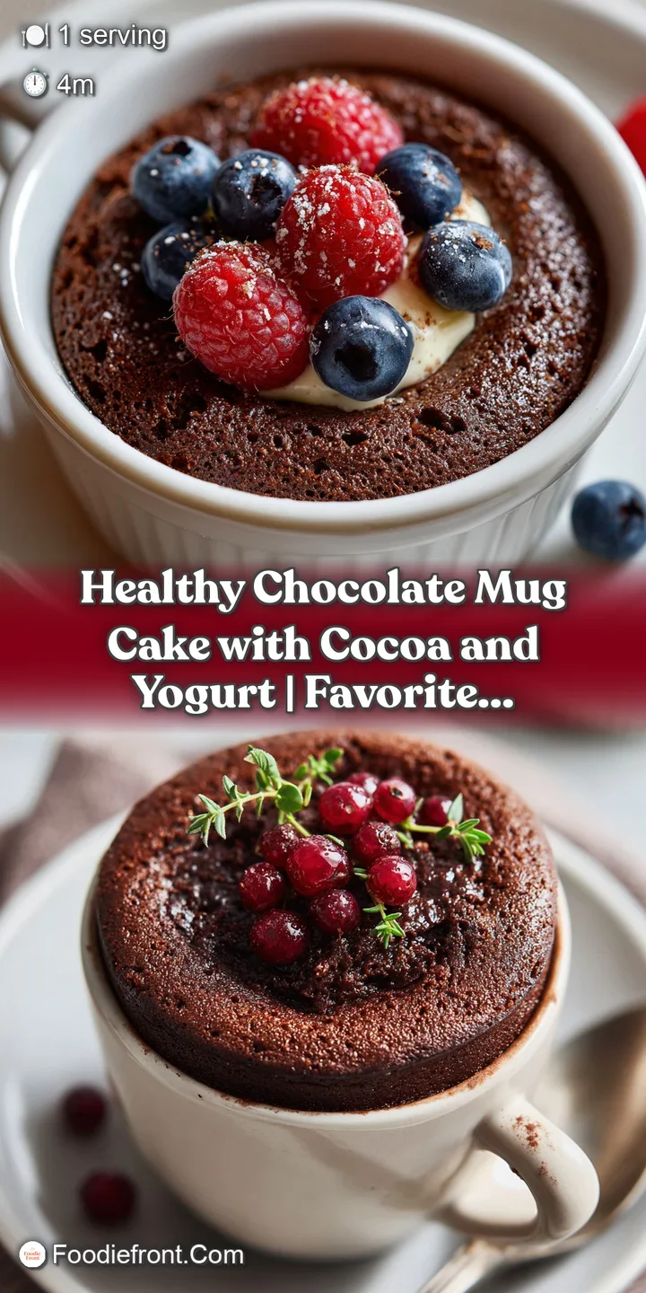 Close-up of a moist, dark chocolate mug cake, steam gently rising, revealing a fudgy interior.