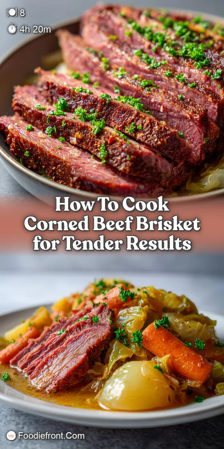 Close-up of richly marbled corned beef brisket, showcasing a deep pink color and appetizing, slightly chewy texture.