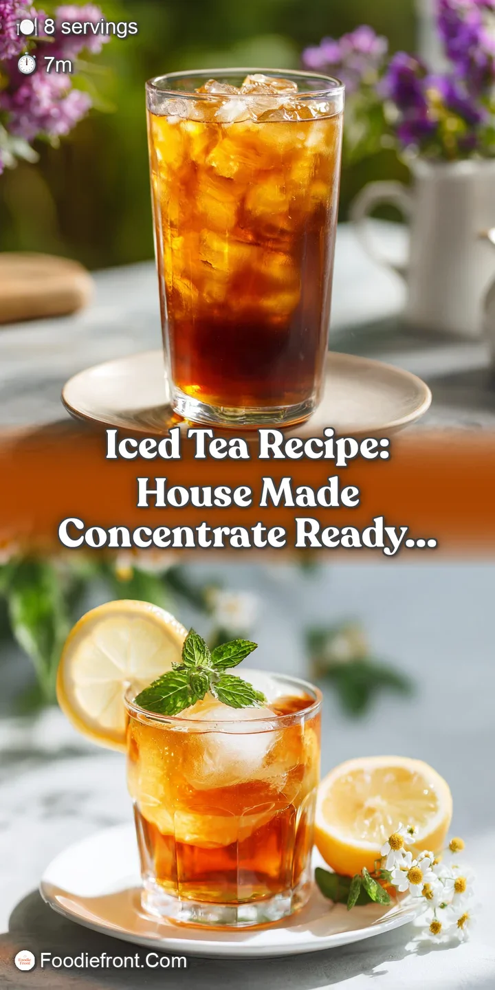 Close-up of chilled iced tea swirling in a glass, ice cubes clinking, condensation forming, a refreshing and thirst-quench...