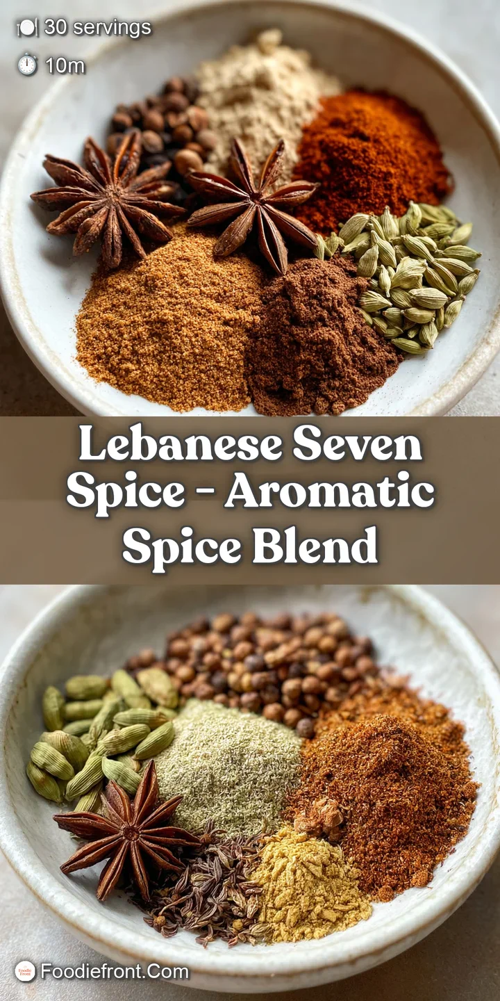 Close-up of Lebanese spice blend; a fragrant mosaic of deep reds, browns, and tans creates a captivating visual and sensor...