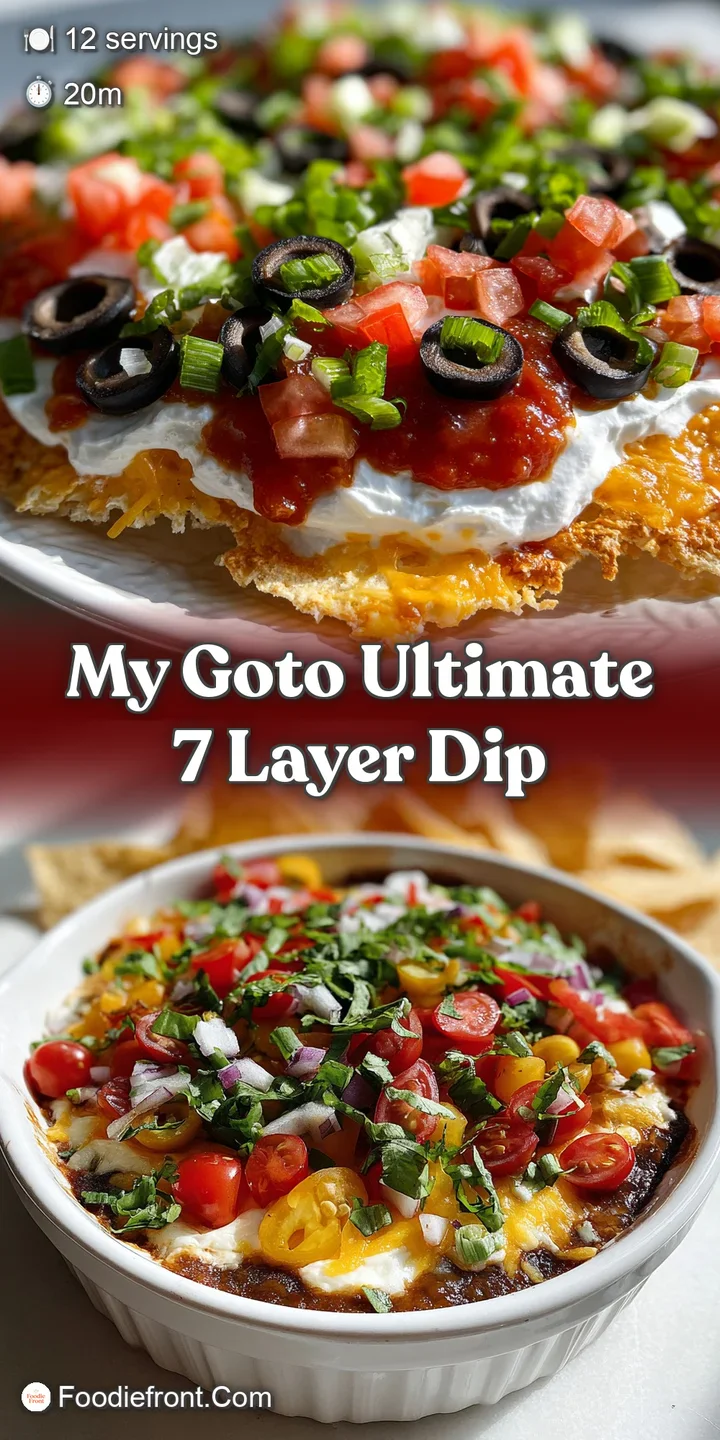 Close-up of a 7-layer dip. The creamy texture contrasts with the vibrant colors of the chunky salsa and shredded lettuce.