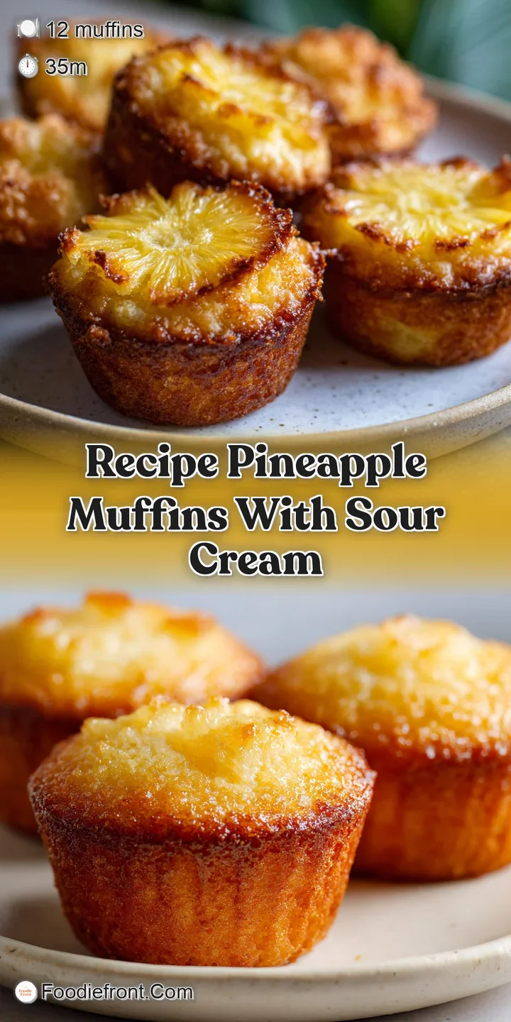 Close-up reveals moist pineapple chunks baked inside a golden muffin, promising a burst of tropical sweetness in every bite.