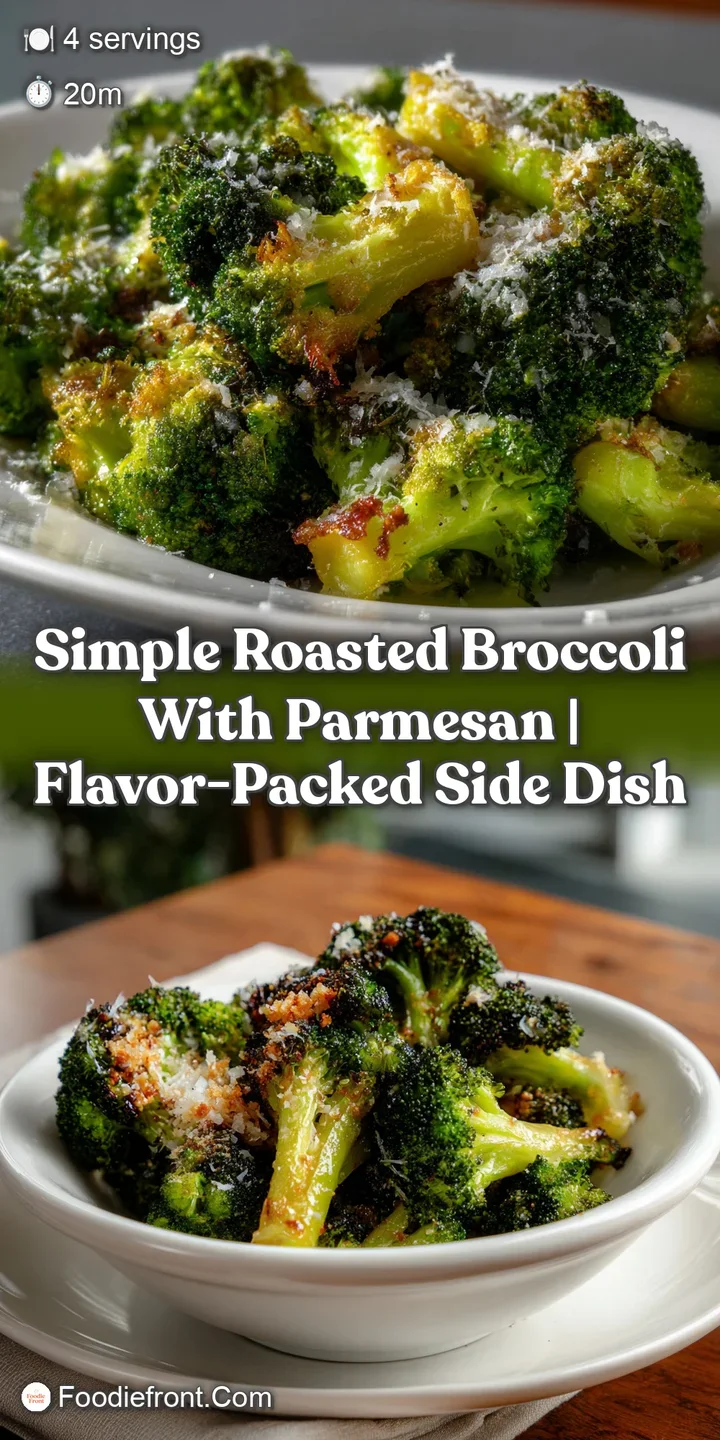Close-up of roasted broccoli showcasing the textured surface and deep green color, glistening from oil and accented with g...