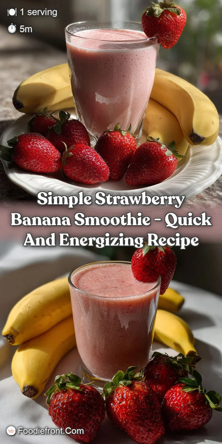 Close-up of a creamy, pink smoothie with bits of strawberry and banana. The cool, refreshing beverage is swirled with a sp...