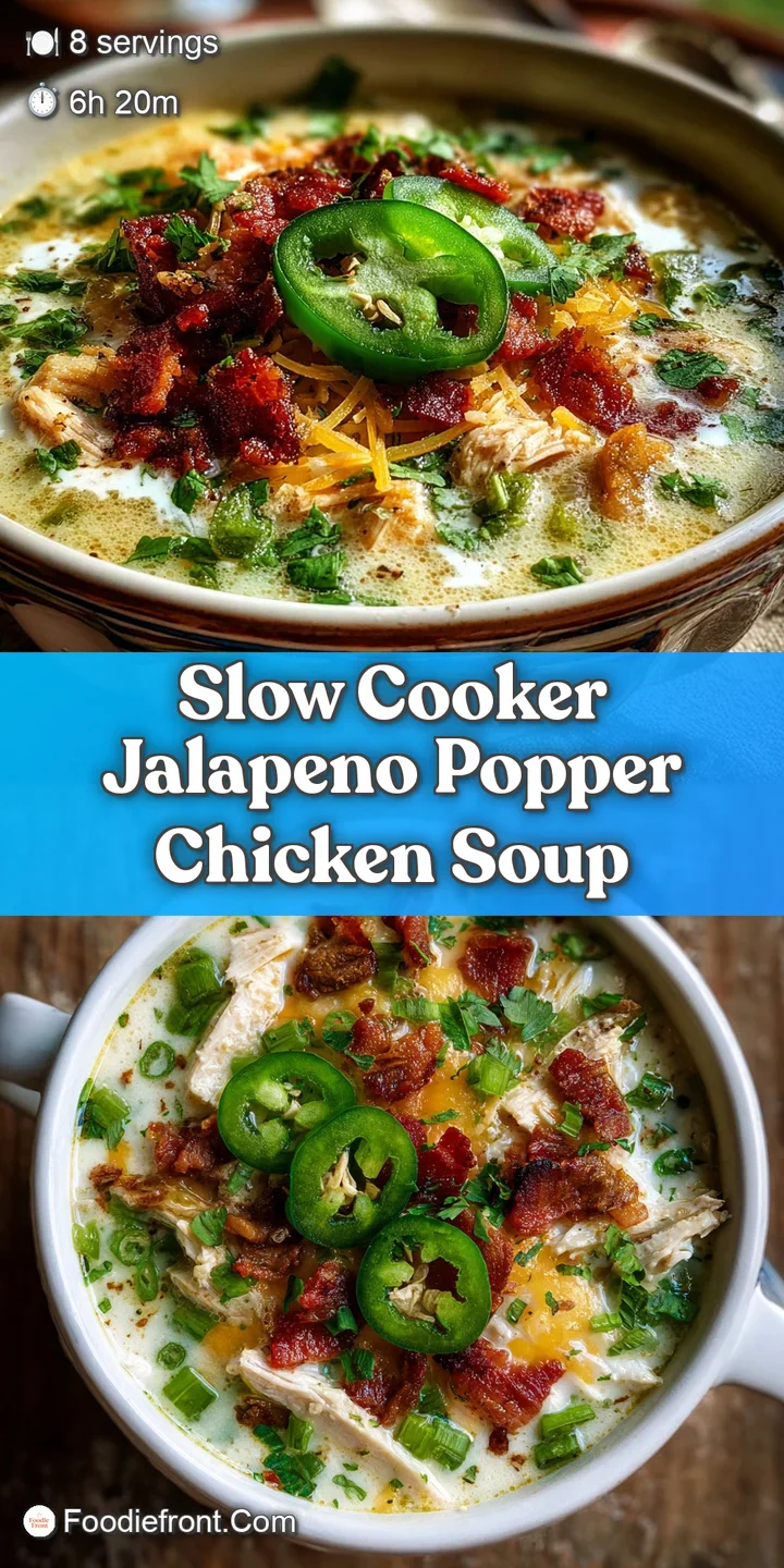 Close-up of a spoonful of creamy, cheesy chicken soup with bacon and bits of spicy green jalapeno glistening with richness.