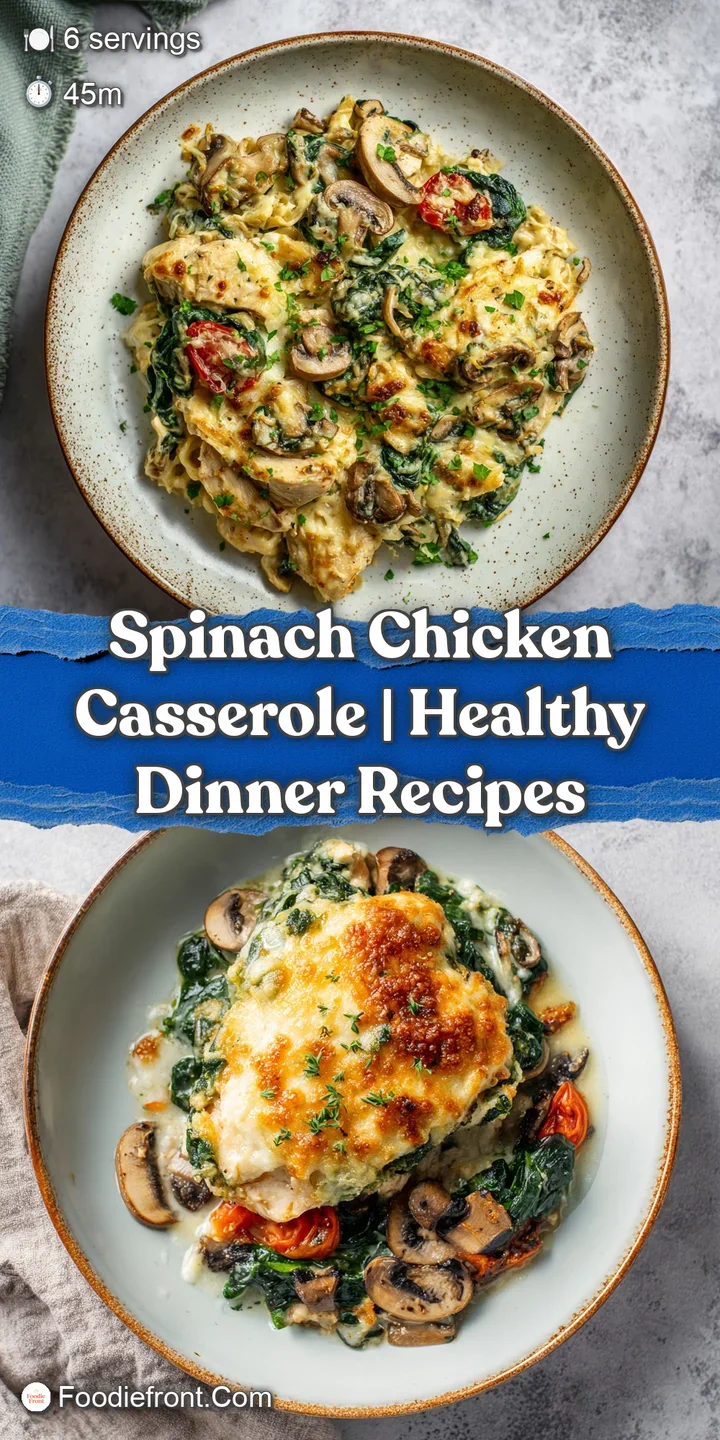 Spinach Chicken Casserole in 45 Minutes for 6 Servings - appetizing dish ready to serve