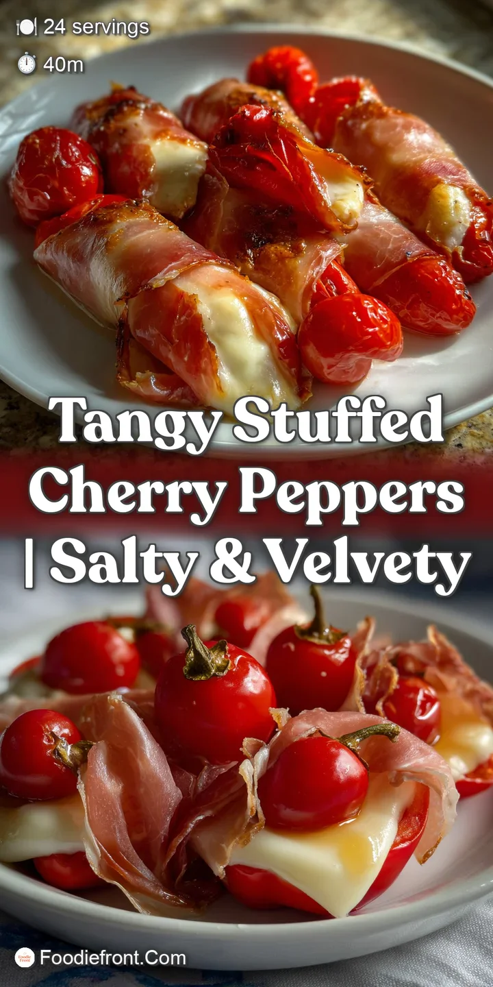 A close-up captures the glossy, red peppers contrasted with the velvety, white filling, offering an alluring combination o...