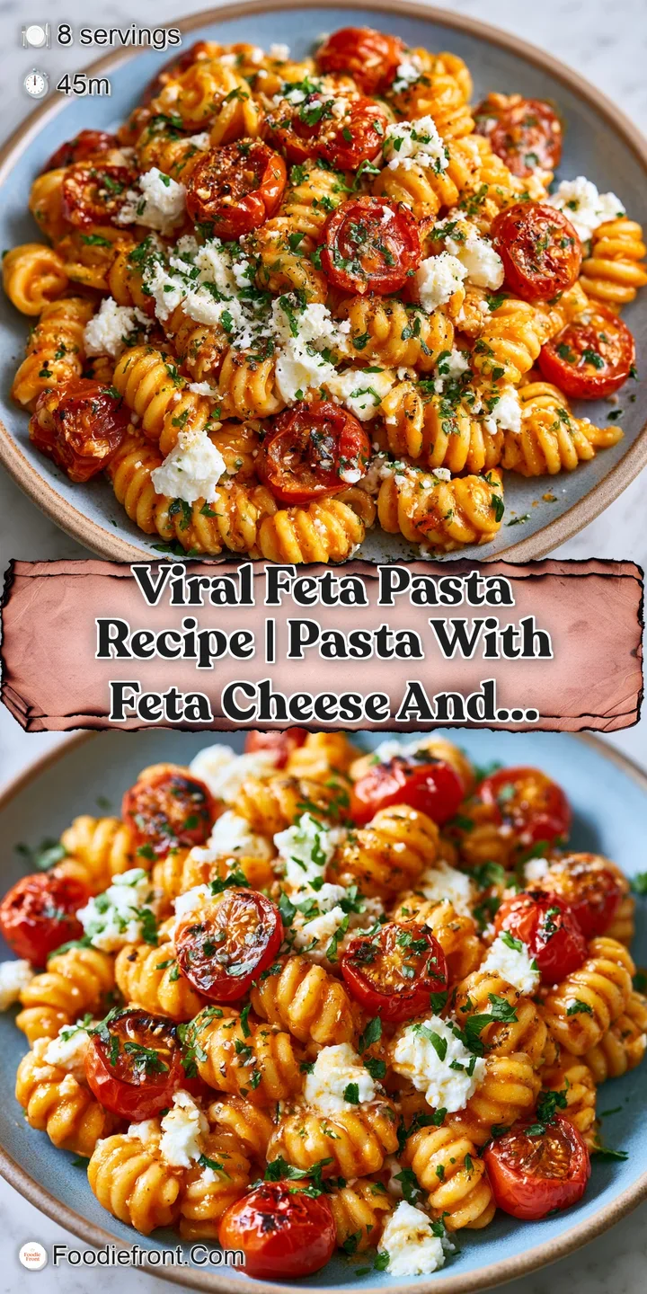 Close-up of melted feta and juicy red tomatoes clinging to ridges of pasta, glistening under warm, golden light.