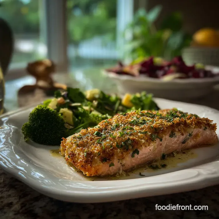 Elegant salmon fillet with crispy parmesan, parsley garnish. Steaming with roasted asparagus spears. A refined and delecta...