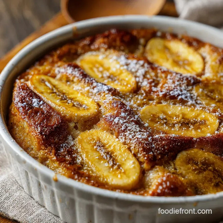 A slice of moist banana dump cake drizzled with caramel, topped with crunchy nuts