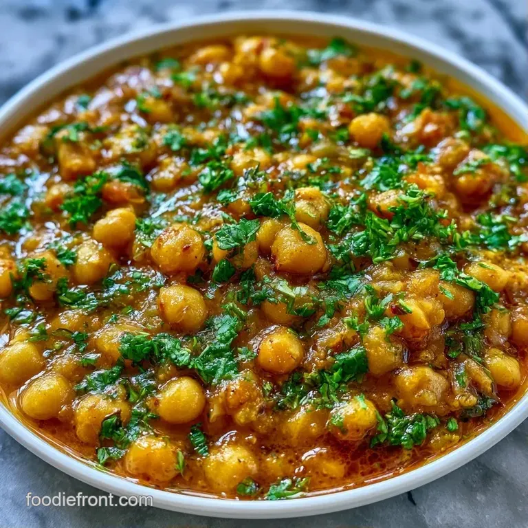 A vibrant bowl of spiced chickpeas served with fluffy white basmati rice and a warm, charred garlic naan bread.